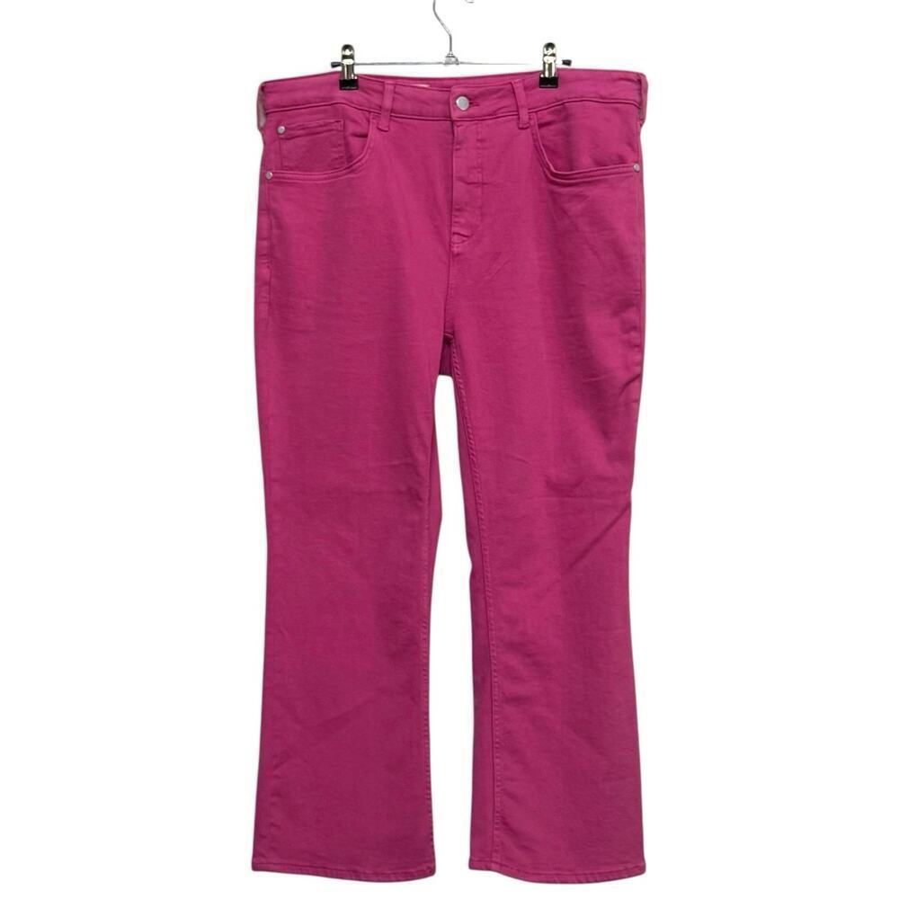 Pilcro The Yaya Cotton Blend Mid-Rise Denim Crop Flare Jeans Pink Womens Size 33 - Picture 3 of 16